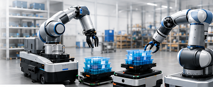Plateforme robotique collaborative en atelier industriel